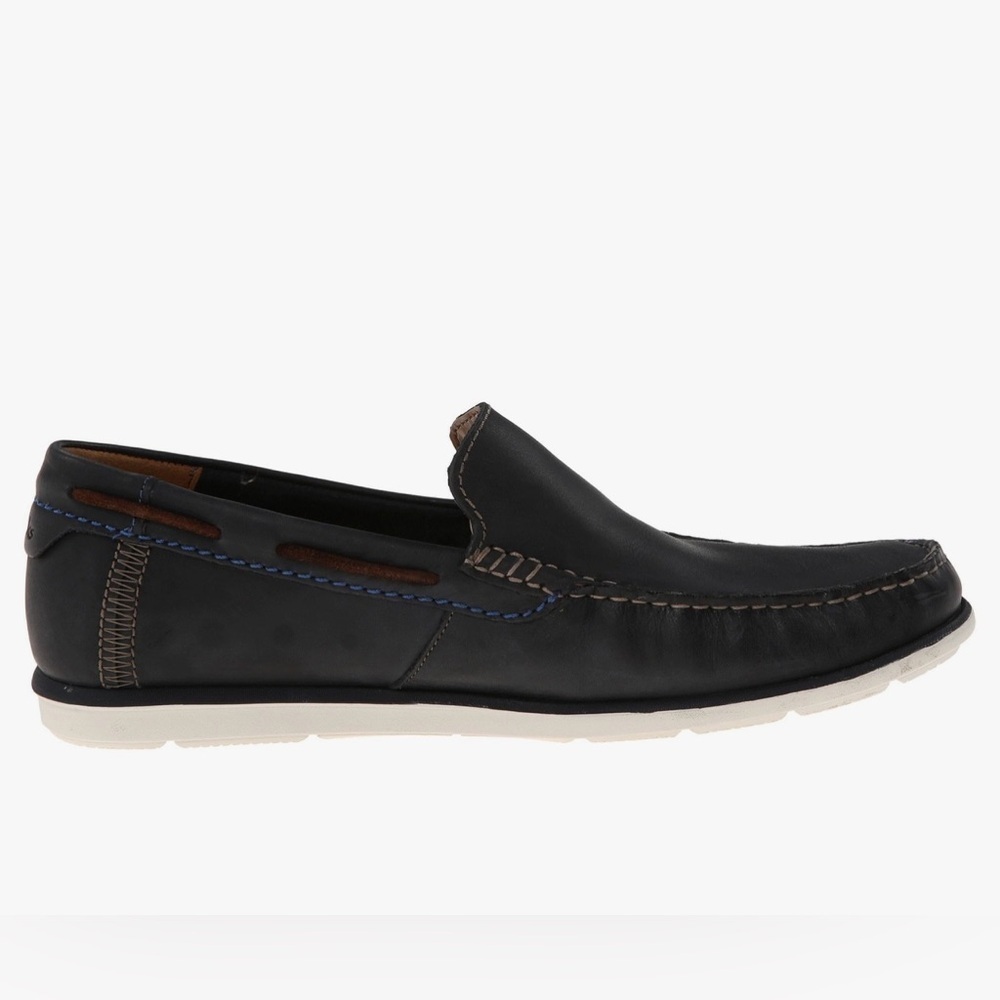 Clarks Kelan Lane Navy Leather Loafers Men’s Size 11 - Picture 4 of 14